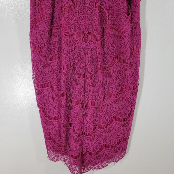 INTIMATELY FREE PEOPLE magenta lace racerback delicate bodycon dress - Picture 10 of 14